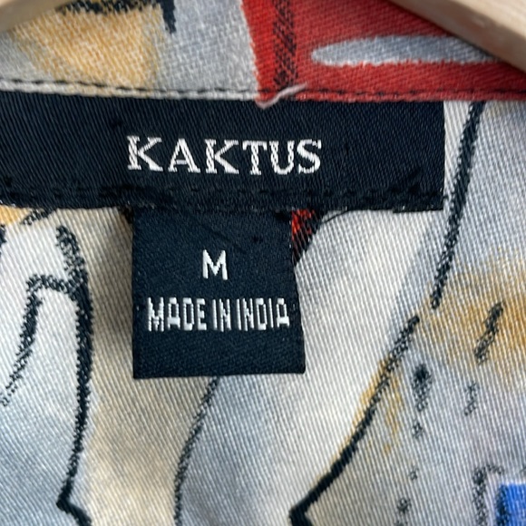 Vintage Kaktus Womens M Button Down Multicolor Candle Print 2 Pocket Jacket - Picture 9 of 9